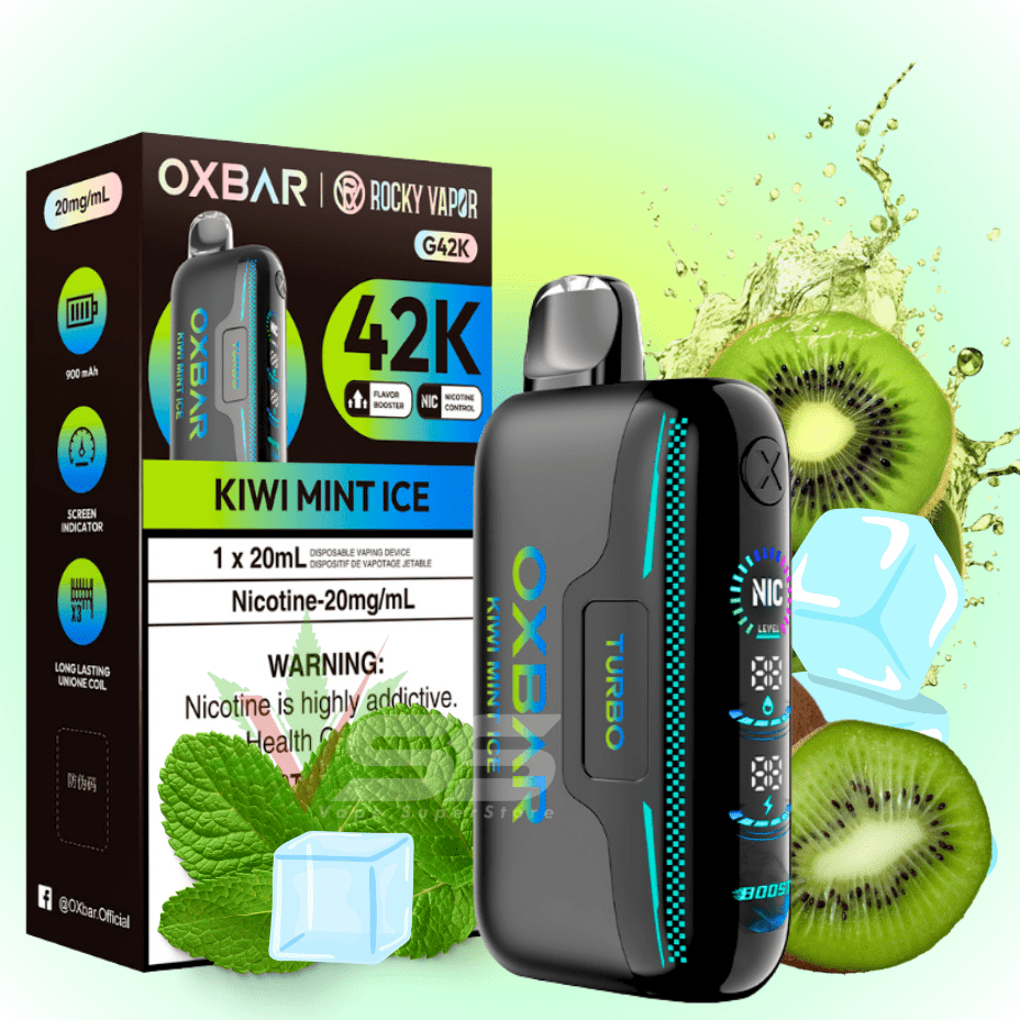 Oxbar G42k Disposable Vape-Kiwi Mint Ice 20mg / 42000 Puffs Brandon Vape SuperStore and Cannabis Manitoba Canada