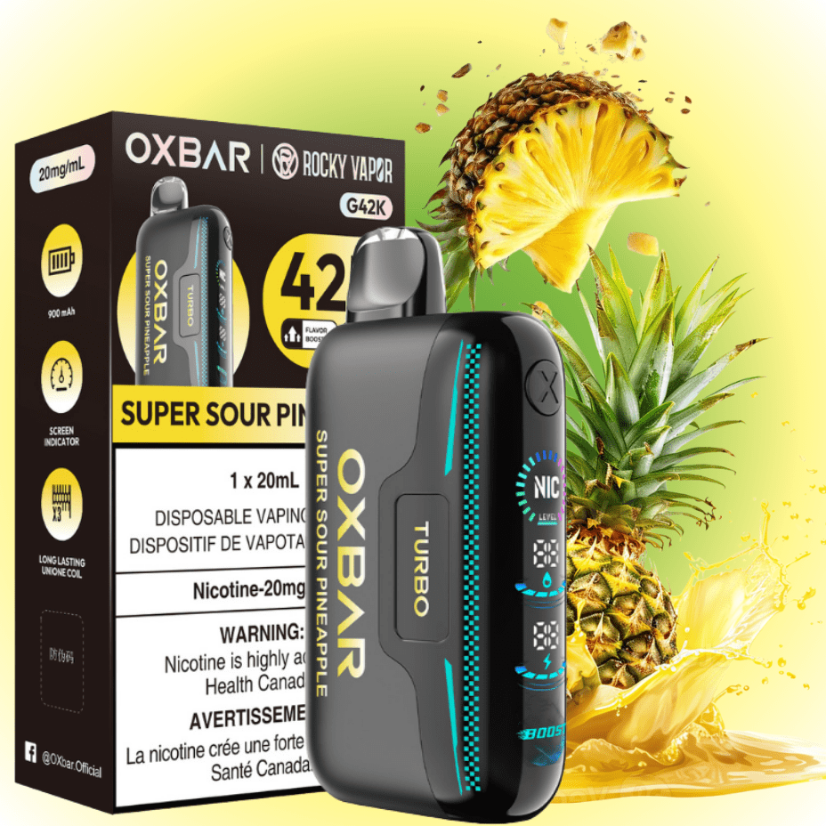 Oxbar G42k Disposable Vape-Super Sour Pineapple 20mg / 42000 Puffs Brandon Vape SuperStore and Cannabis Manitoba Canada
