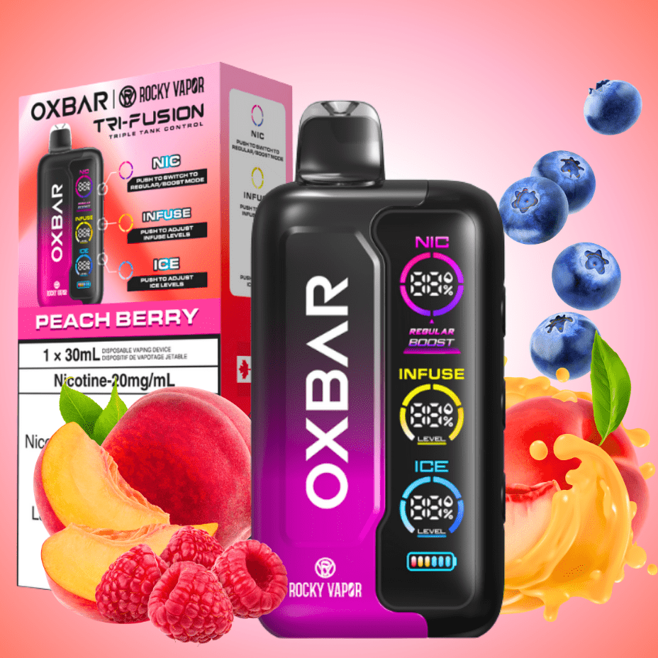 Oxbar Tri-Fusion 45k Disposable Vape-Peach Berry 20mg / 45000 Puffs Brandon Vape SuperStore and Cannabis Manitoba Canada