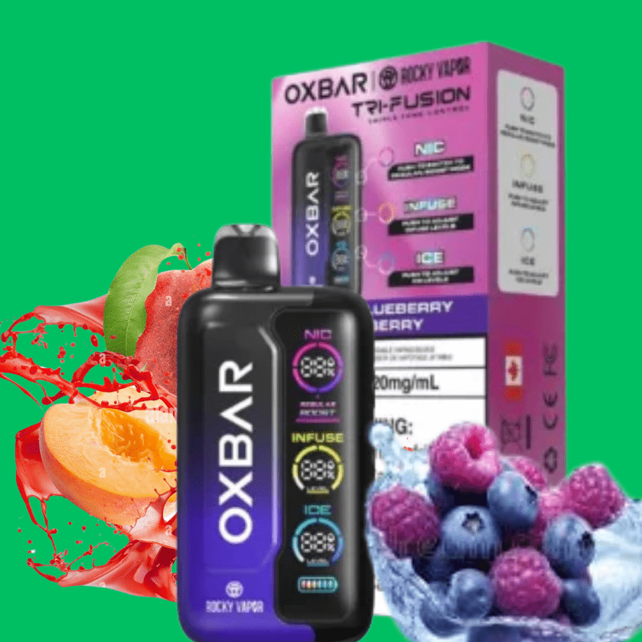 Oxbar Tri-Fusion 45k Disposable Vape-Peach Blueberry Raspberry 45000 Puffs / 20mg Brandon Vape SuperStore and Cannabis Manitoba Canada