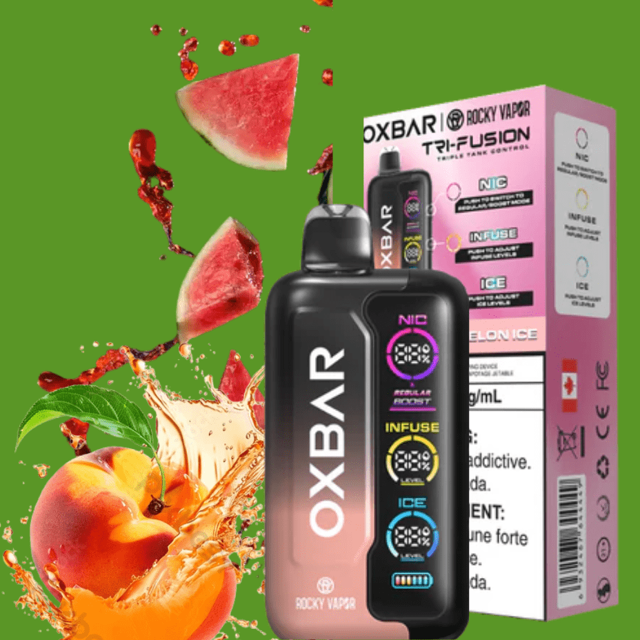Oxbar Tri-Fusion 45k Disposable Vape-Peach Watermelon Ice 45000 Puffs / 20mg Brandon Vape SuperStore and Cannabis Manitoba Canada