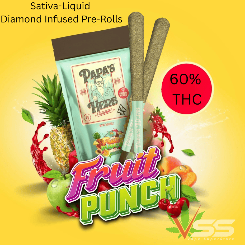 Papa's Herb Fruit Punch Diamond Infused Sativa Pre-Rolls-3x0.5g Brandon Vape SuperStore and Cannabis Manitoba Canada