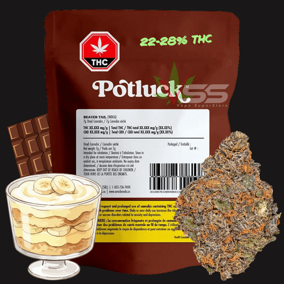 Potluck Beaver Tail Indica Flower - 7g Brandon Vape SuperStore and Cannabis Manitoba Canada