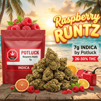 Potluck Beaver Tail Raspberry Runtz Indica Flower - 7g Brandon Vape SuperStore and Cannabis Manitoba Canada