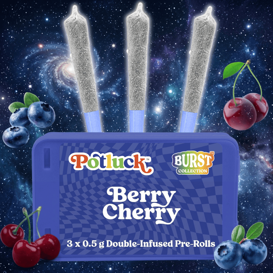 Potluck Berry Cherry Double Infused Hybrid Pre-Roll 3x0.5g Brandon Vape SuperStore and Cannabis Manitoba Canada