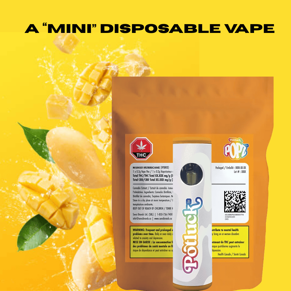 Potluck Mango Hurricane Micro POPZ Disposable-0.2g Brandon Vape SuperStore and Cannabis Manitoba Canada