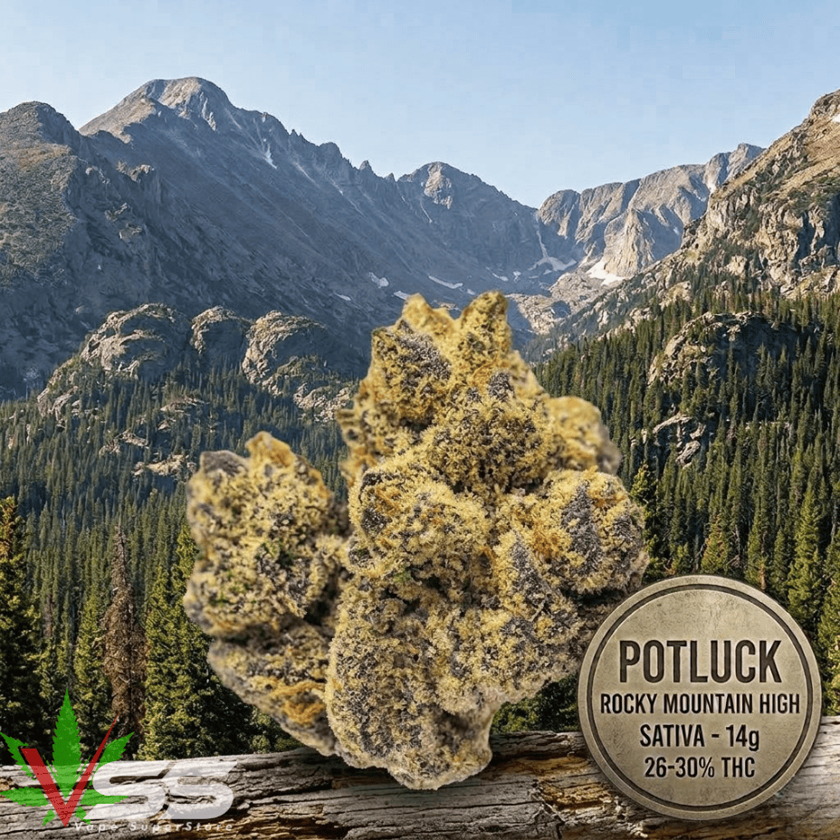 Potluck Rocky Mountain High Sativa Flower - 14g Brandon Vape SuperStore and Cannabis Manitoba Canada