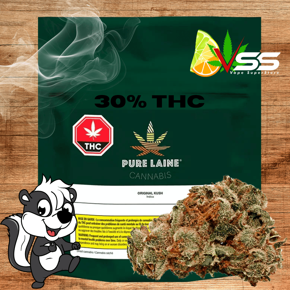 Pure Laine Cannabis - Original Kush Indica Flower 14g Brandon Vape SuperStore and Cannabis Manitoba Canada