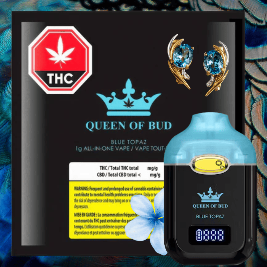 Queen of Bud - Blue Topaz Liquid Crystals AIO Disposable Vape - 1g Brandon Vape SuperStore and Cannabis Manitoba Canada