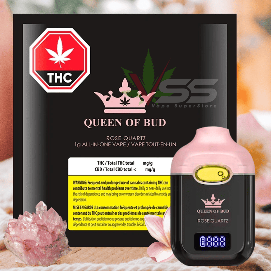 Queen of Bud - Rose Quartz Liquid Crystals AIO Disposable Vape - 1g Brandon Vape SuperStore and Cannabis Manitoba Canada