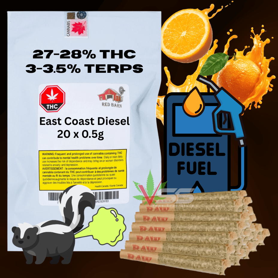 Red Barn East Coast Diesel Hybrid CRAFT Pre-Rolls - 20x0.5g Brandon Vape SuperStore and Cannabis Manitoba Canada