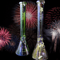 Red Eye Glass 7mm Metallic Terminator Finish Beaker 18" 18" / Rainbow Brandon Vape SuperStore and Cannabis Manitoba Canada