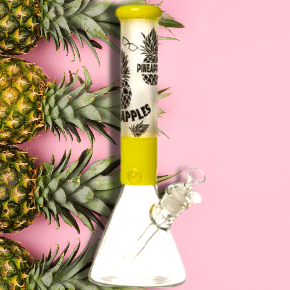 Retro Glass 7mm Frosted Pineapple Beaker 14" 14" / Yellow Brandon Vape SuperStore and Cannabis Manitoba Canada