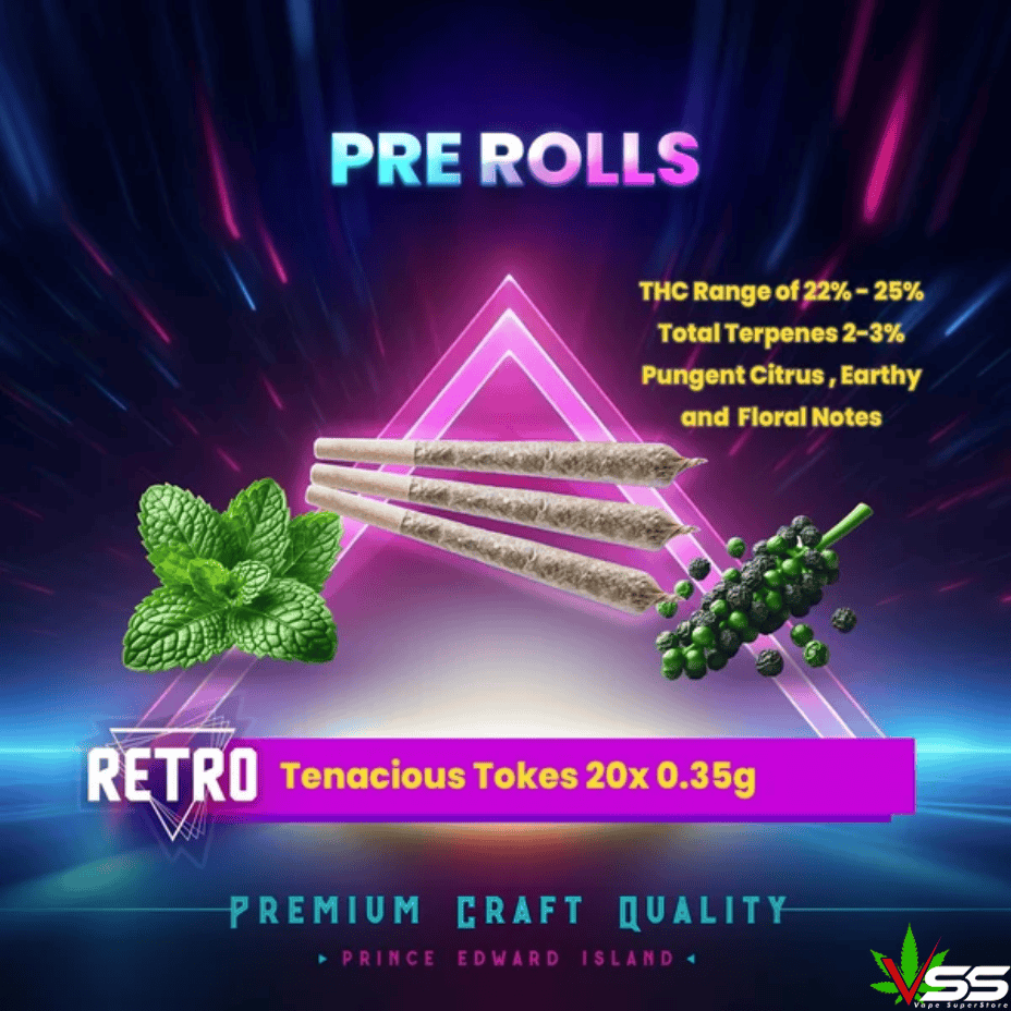 Retro Tenacious Tokes Indica Pre-Rolls - 20x0.35g Brandon Vape SuperStore and Cannabis Manitoba Canada