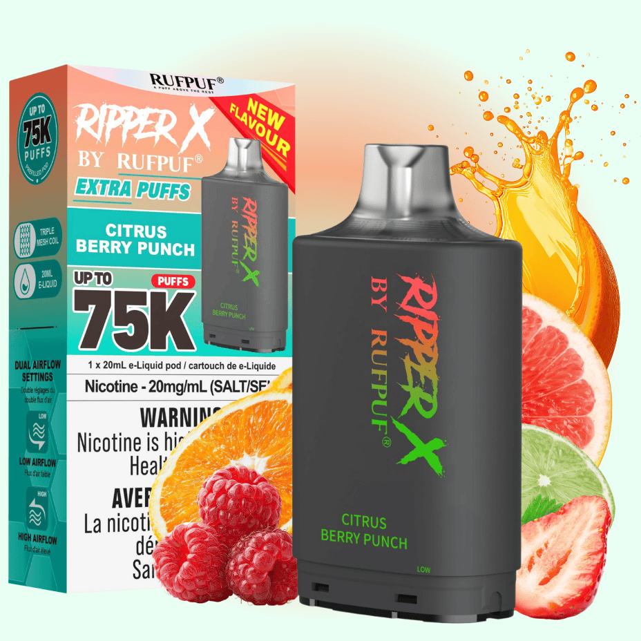Ripper X 75K Turbo Pod - Citrus Berry Punch 75000 Puffs / 20mg Brandon Vape SuperStore and Cannabis Manitoba Canada