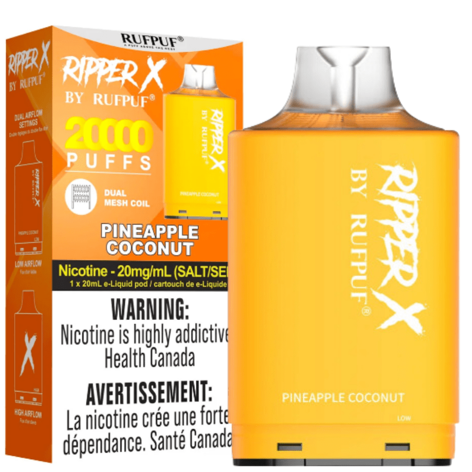 RufPuf Ripper X 50K - Pineapple Coconut 20mg / 50000 Puffs Brandon Vape SuperStore and Cannabis Manitoba Canada