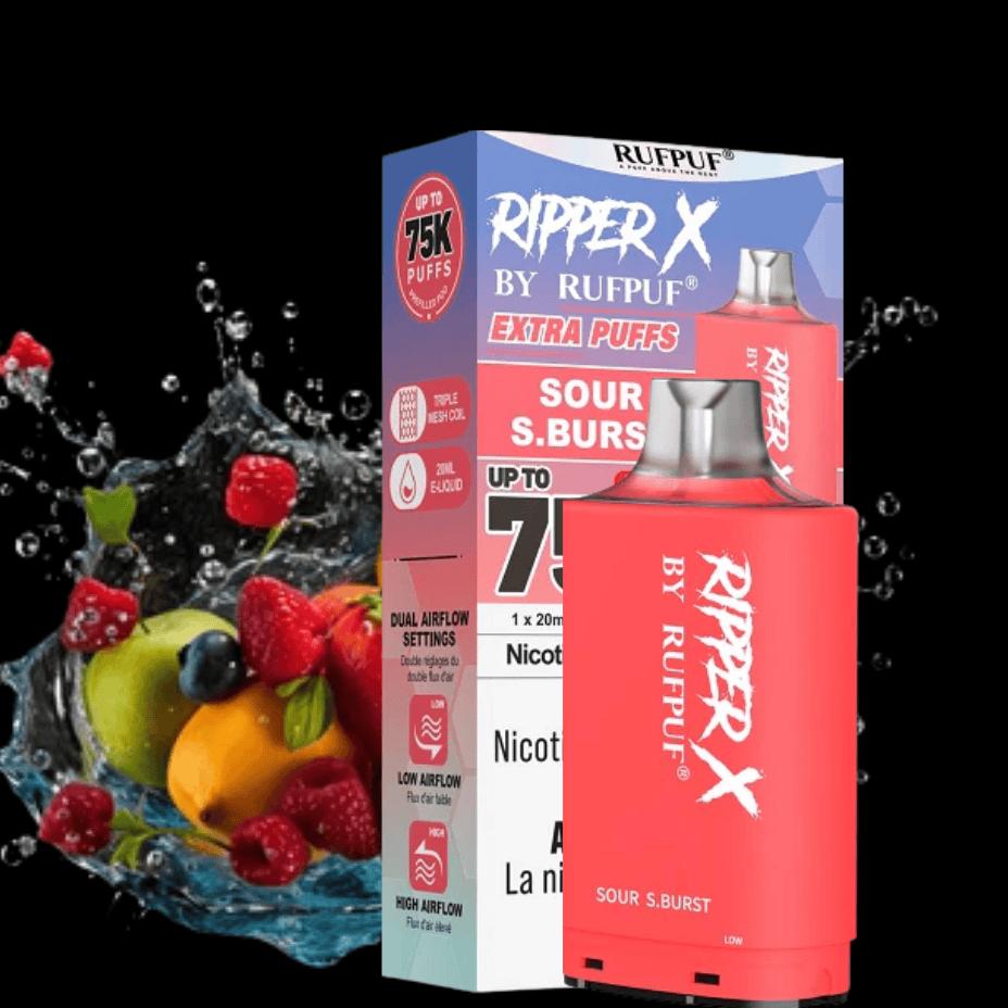 RufPuf Ripper X 75k Pod - Sour S.Burst 75000 Puffs / 20mg Brandon Vape SuperStore and Cannabis Manitoba Canada