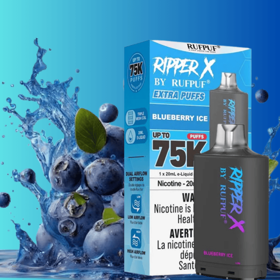 RufPuf Ripper X 75k Turbo Pod - Blueberry Ice 75000 Puffs / 20mg Brandon Vape SuperStore and Cannabis Manitoba Canada
