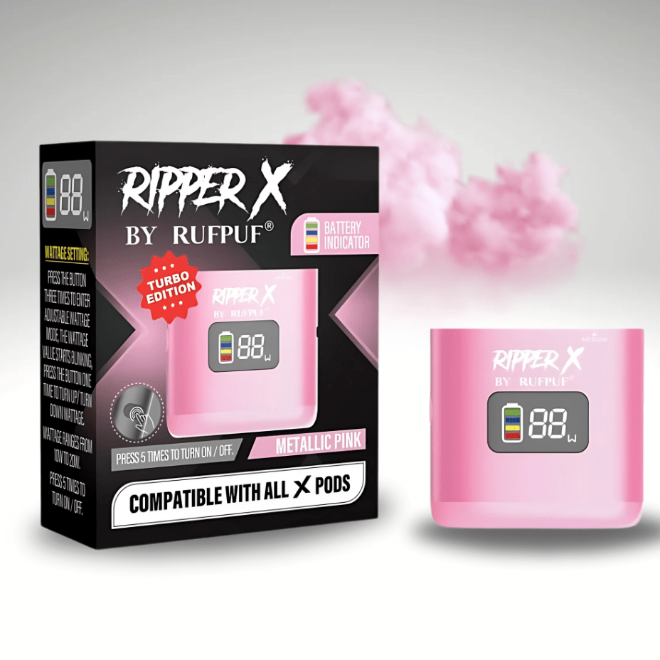 Rufpuf Ripper X Turbo Battery-1000mAh Metallic Pink Brandon Vape SuperStore and Cannabis Manitoba Canada