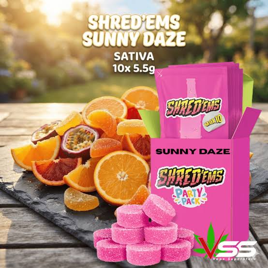 Shred'ems Sunny Daze Party Pack Sativa Gummies 10x5.5g Brandon Vape SuperStore and Cannabis Manitoba Canada