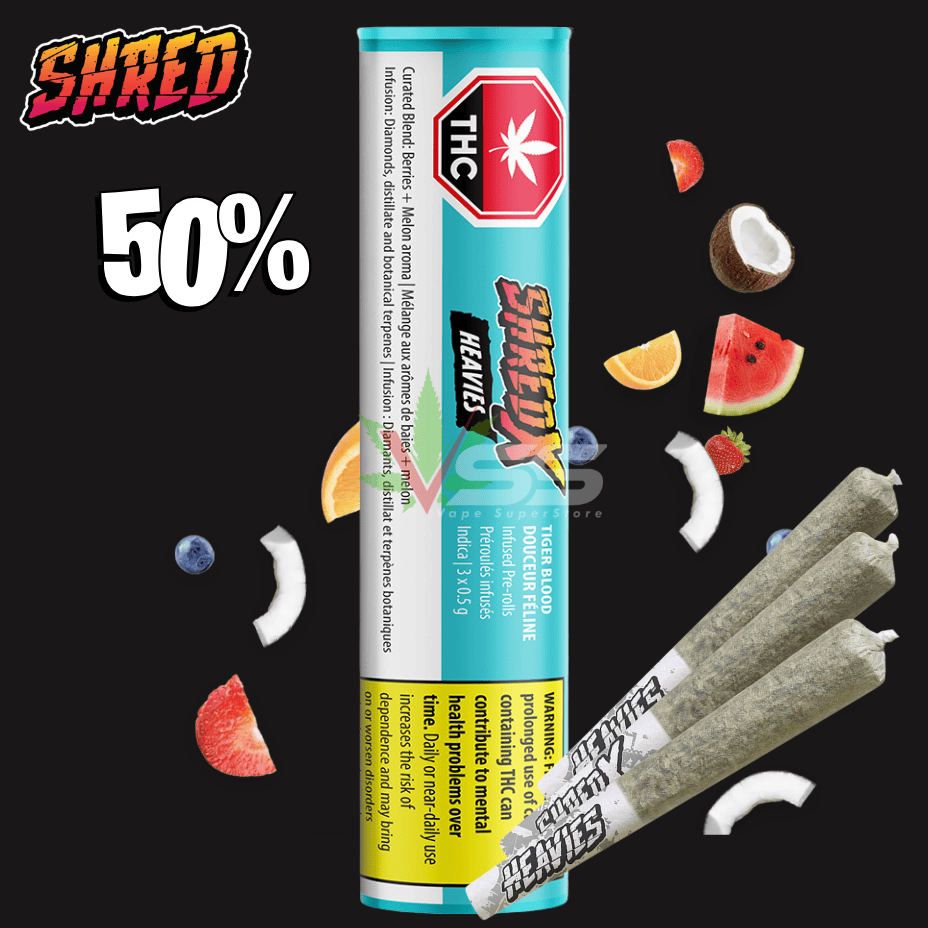 ShredX Heavies Tiger Blood Infused Pre-rolls - 3x0.5g Brandon Vape SuperStore and Cannabis Manitoba Canada