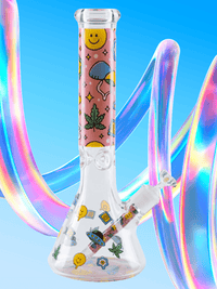 Smiley Emoji 7mm Glass Bong-14″ 14" Brandon Vape SuperStore and Cannabis Manitoba Canada