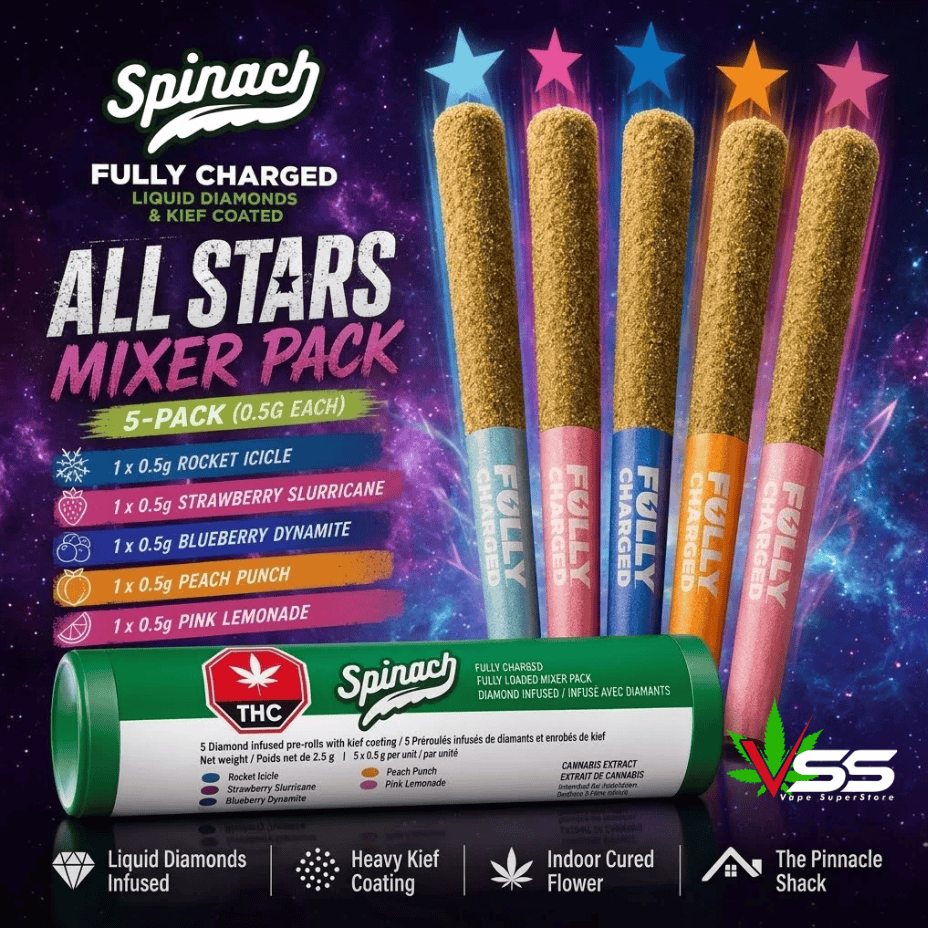Spinach FC All Stars Mixer Pack Infused Pre-Rolls-5x0.5g Brandon Vape SuperStore and Cannabis Manitoba Canada