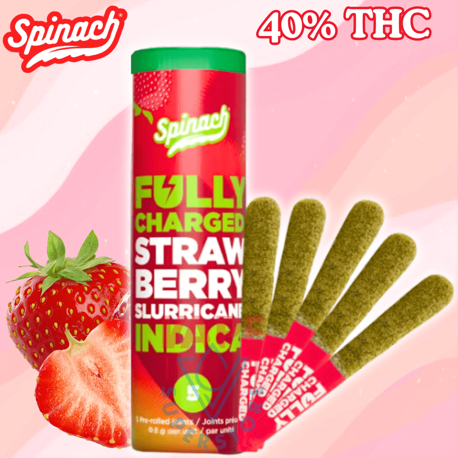 Spinach Fully Charged Strawberry Slurricane Infused Pre-Rolls - 5x0.5g Brandon Vape SuperStore and Cannabis Manitoba Canada