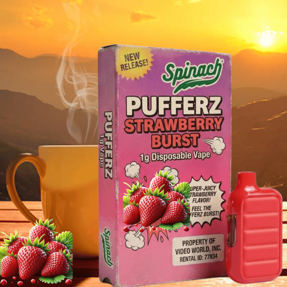 Spinach Pufferz Strawberry Burst Liquid Diamond Sativa Disposable-1g Brandon Vape SuperStore and Cannabis Manitoba Canada