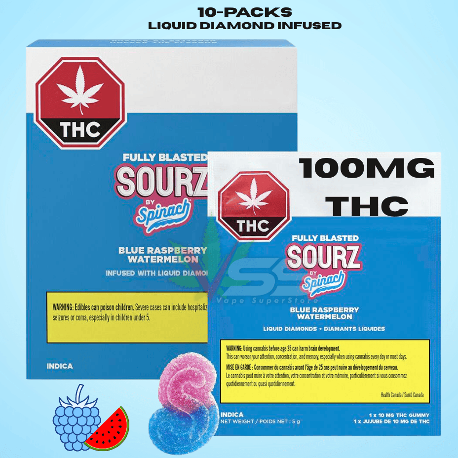 Spinach Sourz Fully Blasted - Blue Raspberry Watermelon 10x10mg Brandon Vape SuperStore and Cannabis Manitoba Canada