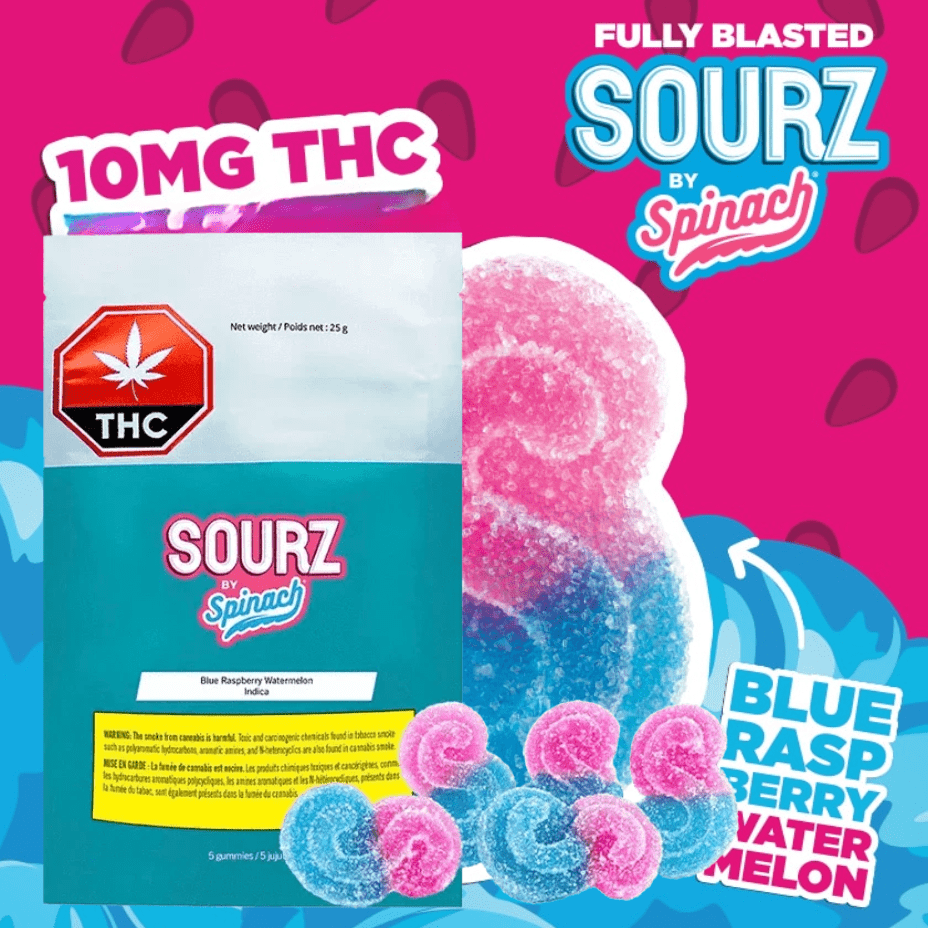 Spinach Sourz Fully Blasted Blue Razz Watermelon 5x2mg 5x2.5mg Brandon Vape SuperStore and Cannabis Manitoba Canada
