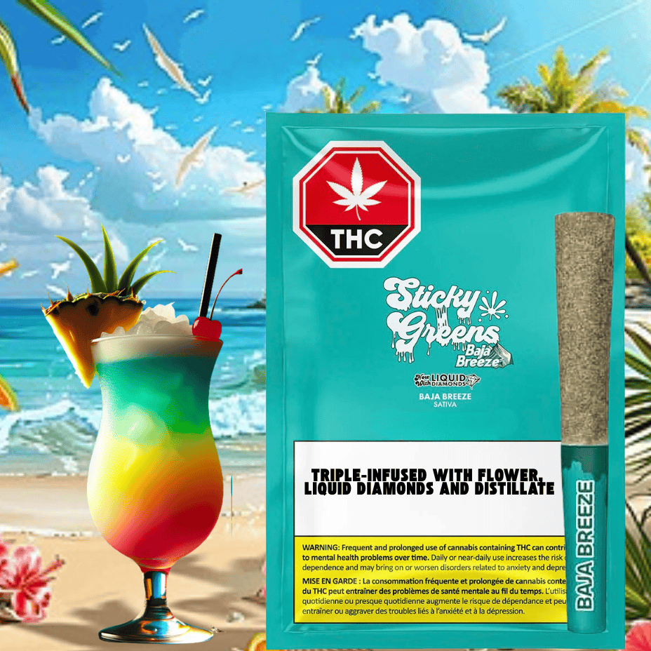 Sticky Greens Baja Breeze Liquid Diamond Infused Pre-rolls-5x0.5g Brandon Vape SuperStore and Cannabis Manitoba Canada