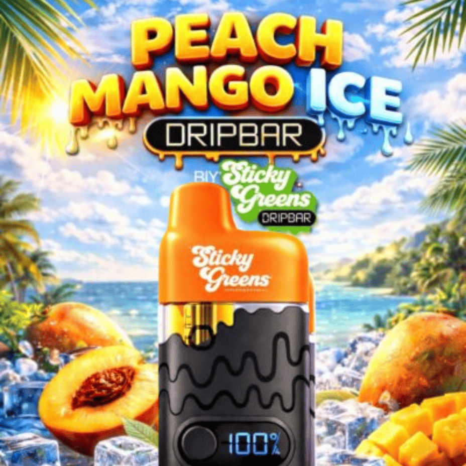 Sticky Greens Peach Mango Ice Dripbar Sativa Cart-0.95 Brandon Vape SuperStore and Cannabis Manitoba Canada