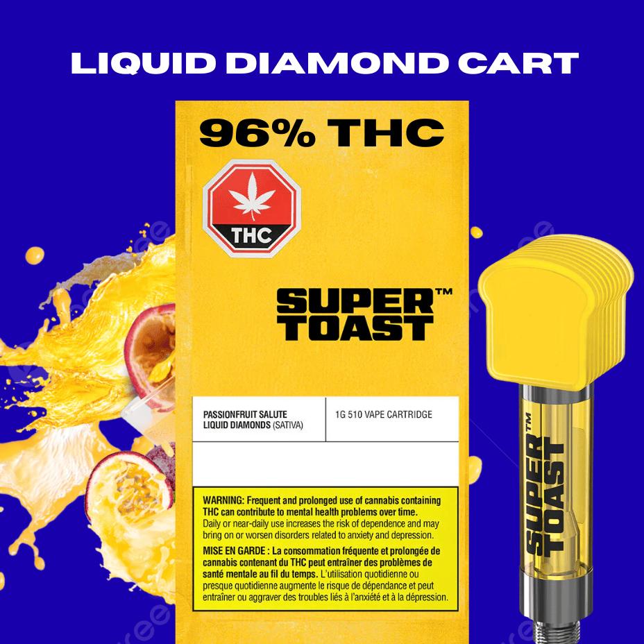 Super Toast Passionfruit Salute Liquid Diamonds Cart-1g Brandon Vape SuperStore and Cannabis Manitoba Canada