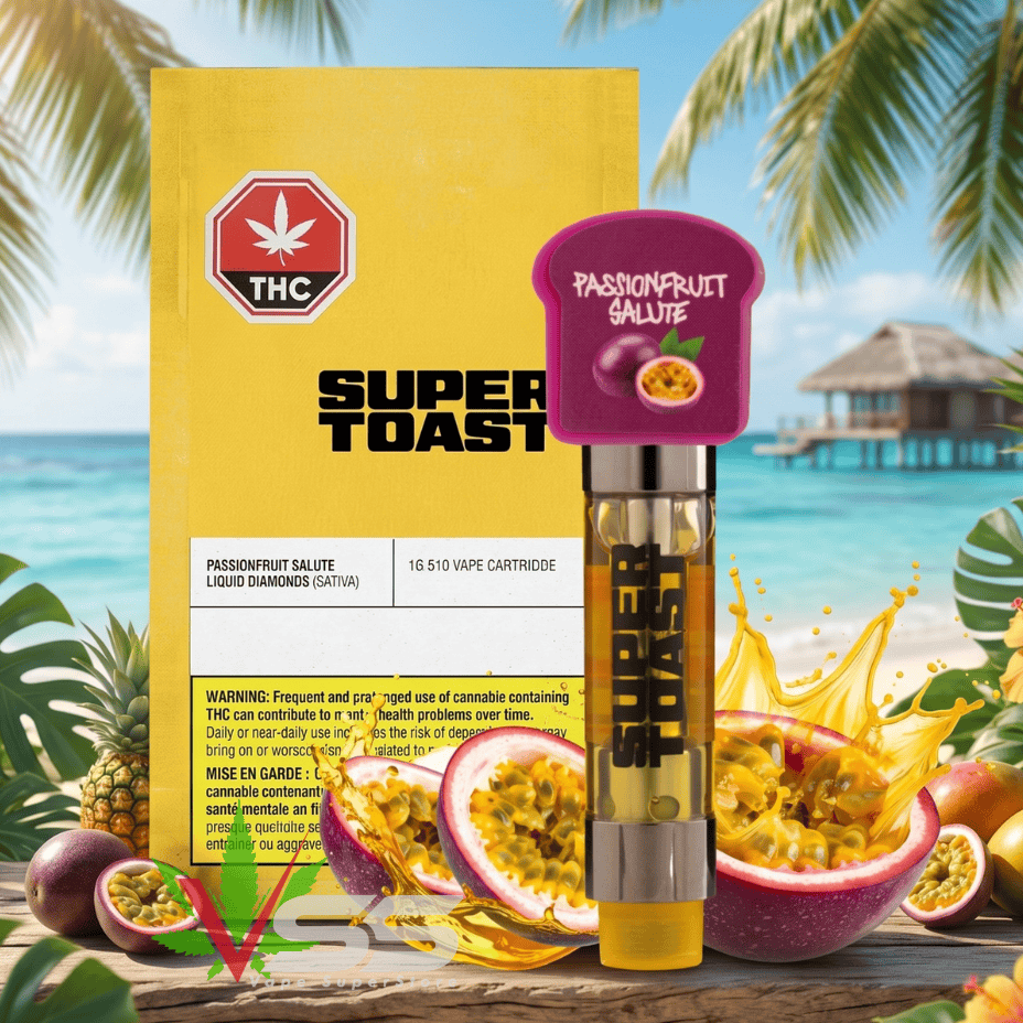 Super Toast Passionfruit Salute Sativa Liquid Diamonds Cartridge - 1g Brandon Vape SuperStore and Cannabis Manitoba Canada
