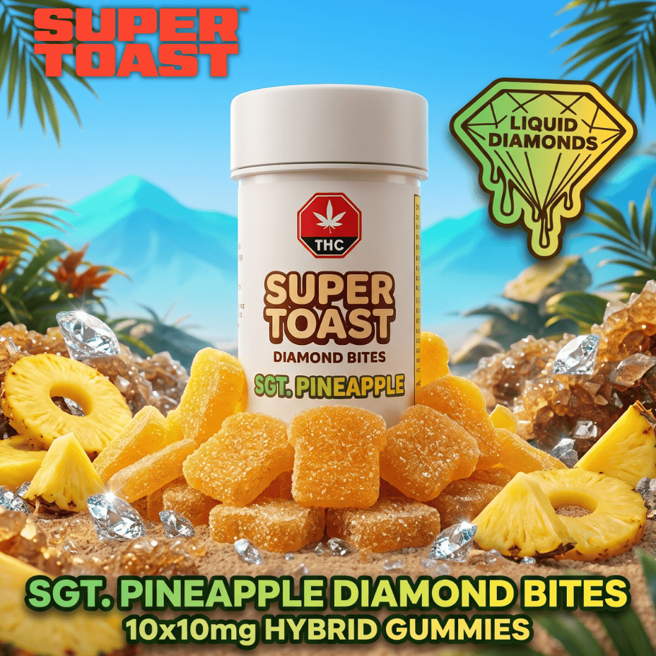 Super Toast Sgt. Pineapple Diamond Bites Hybrid Gummies-10x3g Brandon Vape SuperStore and Cannabis Manitoba Canada