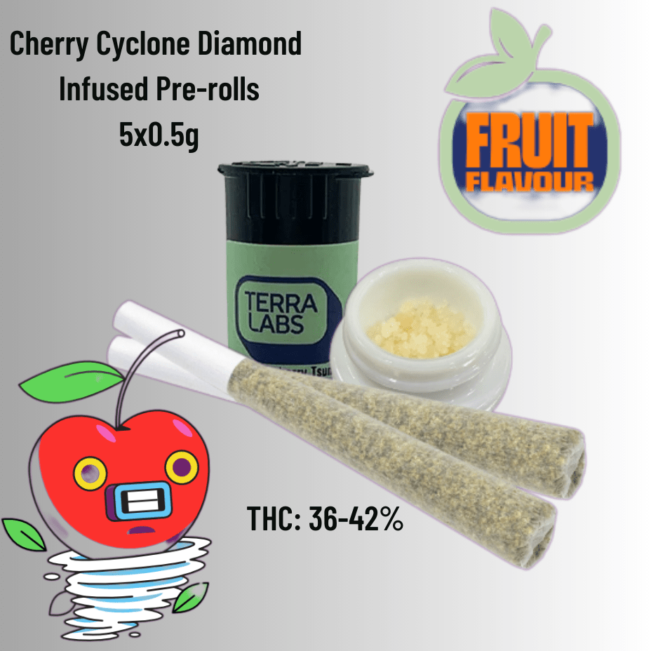Terra Labs Cherry Cyclone Diamond Infused Pre-rolls 5x0.5g 5x0.5g Brandon Vape SuperStore and Cannabis Manitoba Canada