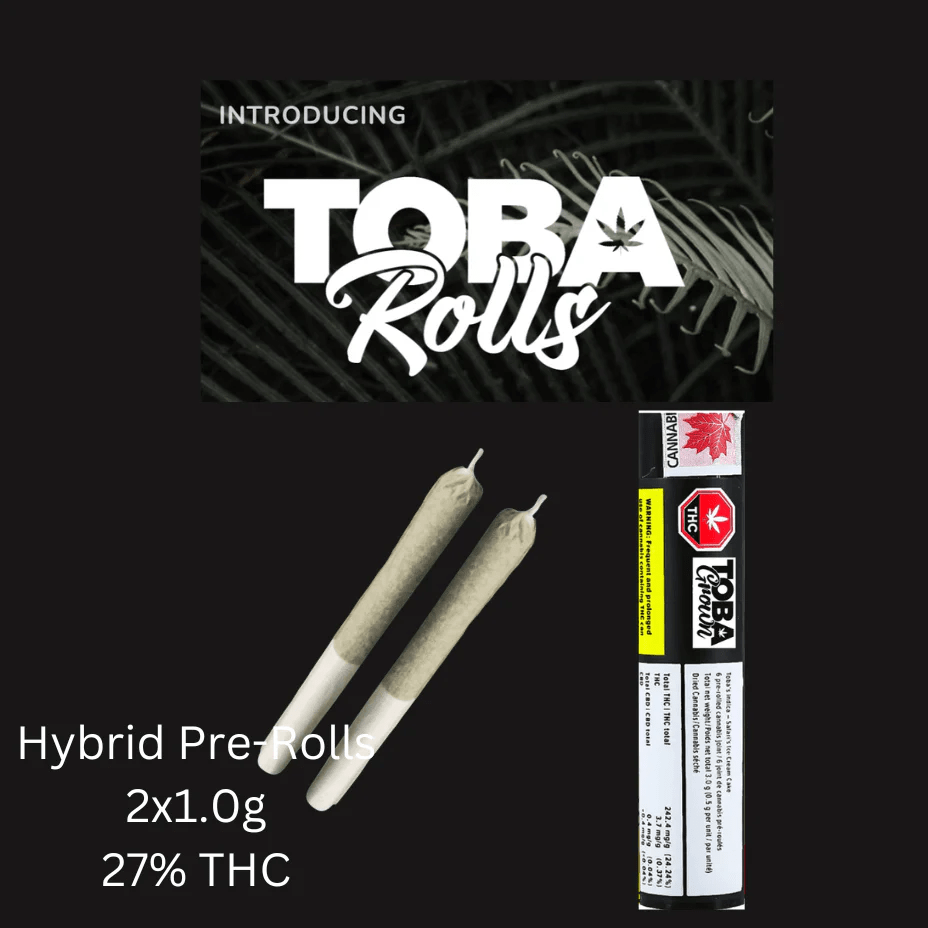 Toba Grown Tobies Indica Pre-rolls 2x1g Brandon Vape SuperStore and Cannabis Manitoba Canada