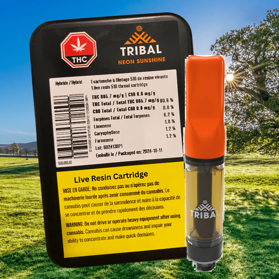 Tribal Neon Sunshine Live Resin Cartridge-1g Brandon Vape SuperStore and Cannabis Manitoba Canada