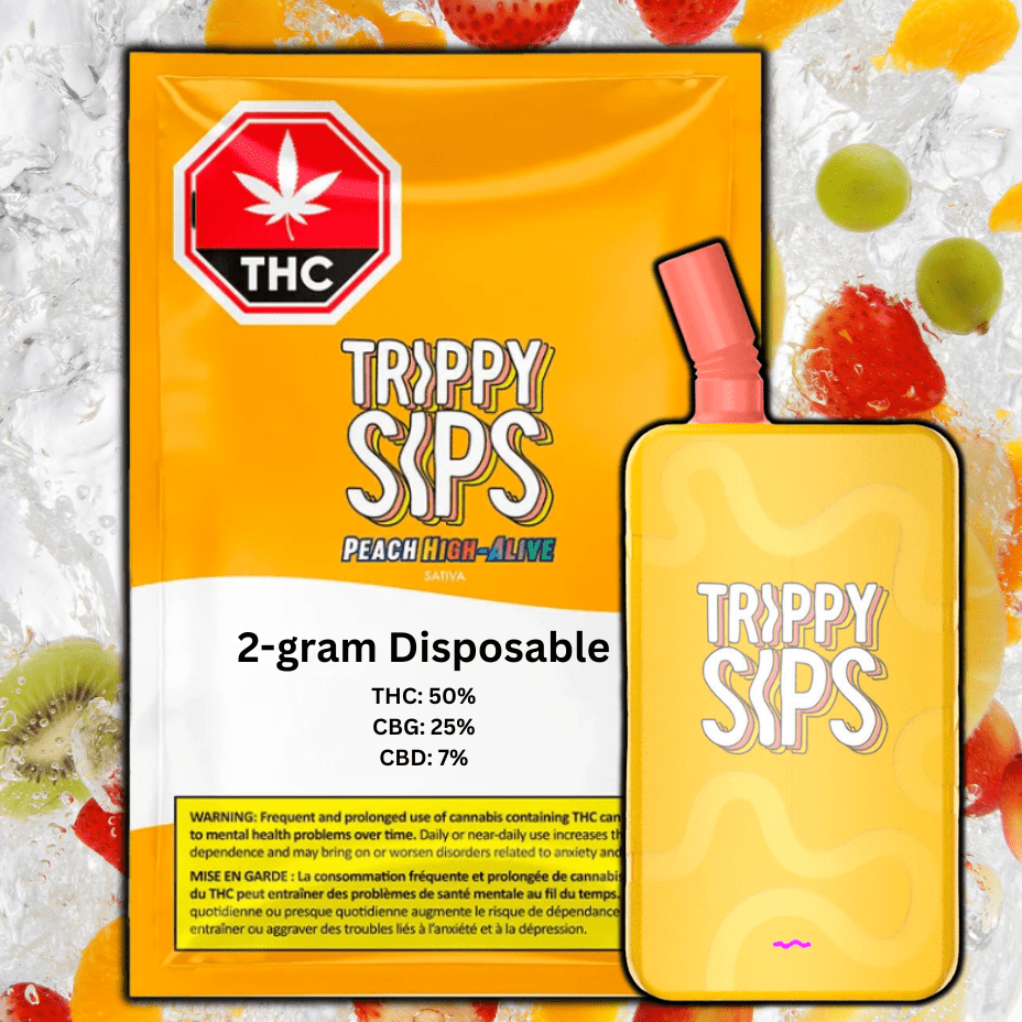 Trippy Sips Peach High Alive AIO Disposable Vape-2g 2g Brandon Vape SuperStore and Cannabis Manitoba Canada