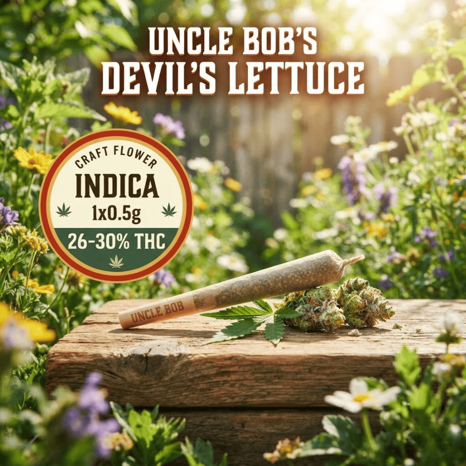 Uncle Bob Devil's Lettuce CRAFT Indica Pre-Rolls-1x0.5g Brandon Vape SuperStore and Cannabis Manitoba Canada