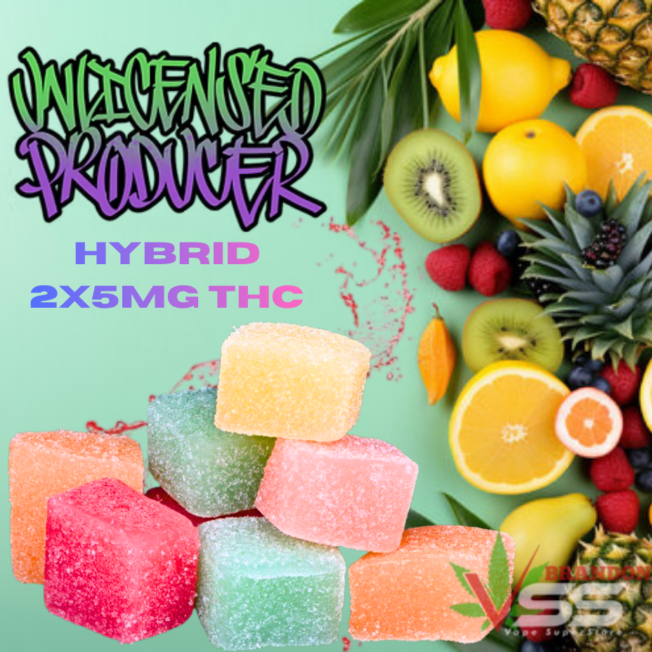 Unlicensed Producer Single Source Live Rosin Fruit Hybrid Gummies - 2x5mg Brandon Vape SuperStore and Cannabis Manitoba Canada
