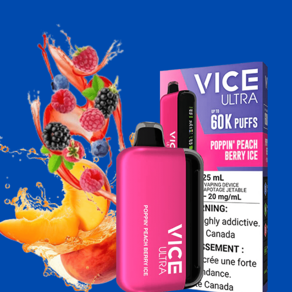 Vice Ultra 60K Disposable Vape - Poppin' Peach Berry Ice Brandon Vape SuperStore and Cannabis Manitoba Canada