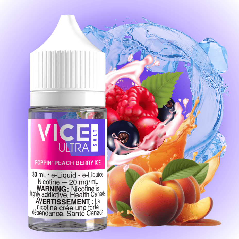 Vice Ultra Salt - Poppin' Peach Berry Ice 20mg Brandon Vape SuperStore and Cannabis Manitoba Canada