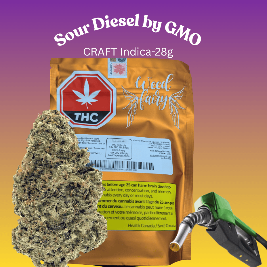 Weed Fairy Sour Diesel by GMO CRAFT Indica Flower-28g Brandon Vape SuperStore and Cannabis Manitoba Canada