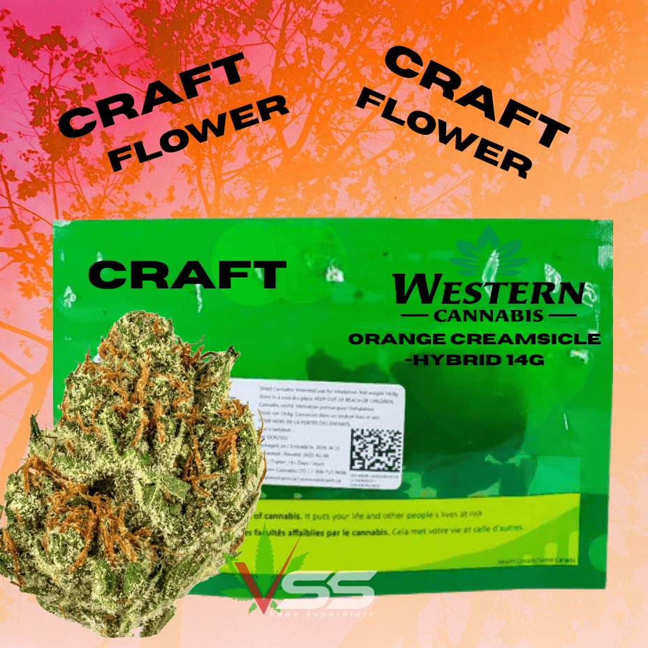 Western Cannabis Orange Creamsicle CRAFT Hybrid Flower-14g Brandon Vape SuperStore and Cannabis Manitoba Canada