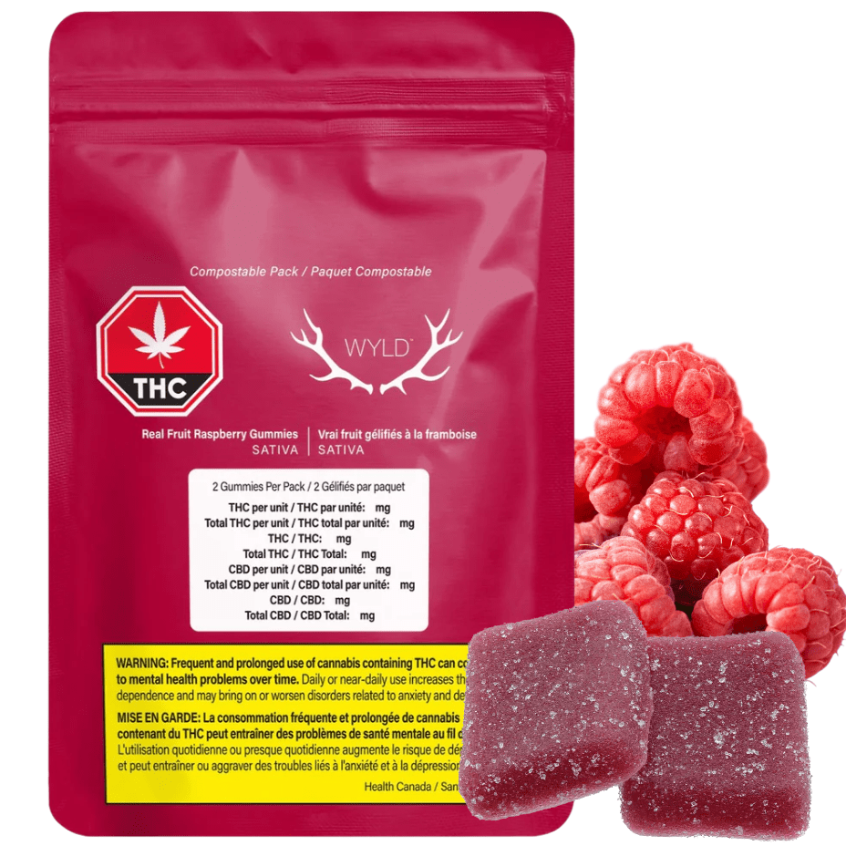 WYLD Raspberry Sativa Enhanced Gummies-2/pk 2/pk Brandon Vape SuperStore and Cannabis Manitoba Canada