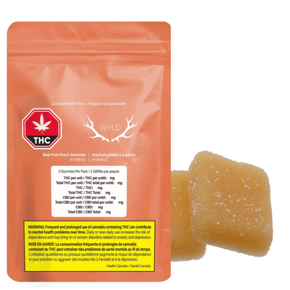 Wyld Real Fruit Peach 5:1 Gummies-2x5mg 2x4g Brandon Vape SuperStore and Cannabis Manitoba Canada