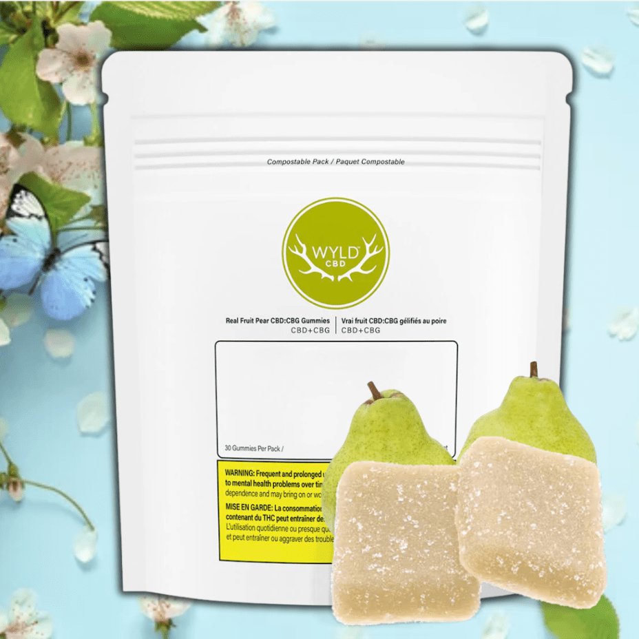 Wyld Real Fruit Pear 2:1 CBD/CBG Vegan Gummies 30-Pack Brandon Vape SuperStore and Cannabis Manitoba Canada